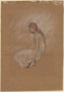 Sitzende Frau mit roten Haaren