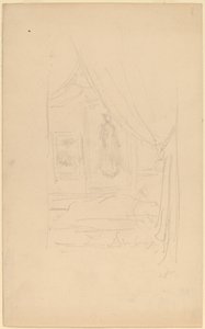 Skizze von Mrs. Godwins Porträt, als es bei der Society of British Artists ausgestellt wurde von James Abbott McNeill Whistler