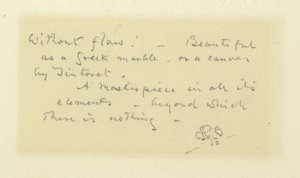 Whistler-Inschrift und Schmetterling, ehemals auf der Matte von Rembrandts Clement de Jonghe von James McNeill Whistler