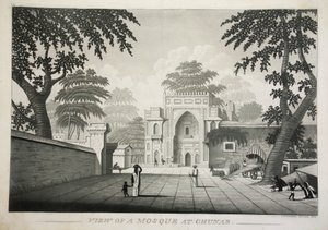 Ansicht einer Moschee in Chunar, veröffentlicht 1810, Gravur von James Moffat