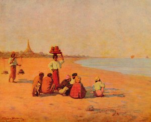 Am Ufer des Irrawaddy - Warten auf den Dampfer, 1913