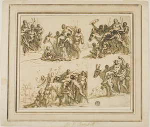 Fünf Skizzen für den Triumph des Silenus von James Thornhill