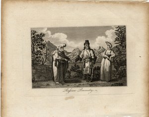 Russische Bauernkleider, um 1775 von James Tookey