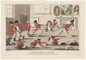 Qualifikation für eine Kampagne, veröffentlicht 1777 (handkolorierte Gravur) von James Verney