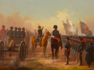 Überprüfung der Truppen von Rhode Island und Maine, 1861