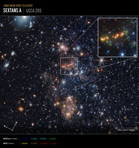 Sextans A PAHs Detailansicht von James Webb Space Telescope (NASA)