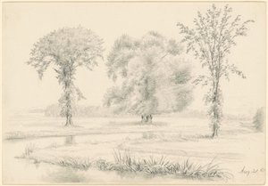 Landschaft mit drei Bäumen von James Wells Champney