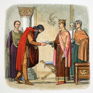 Heinrich II. von England autorisiert Dermot MacMorrough, Truppen zu erheben von James William Edmund Doyle