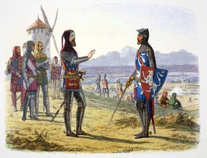 König Eduard III. verweigert seinem Sohn Hilfe in der Schlacht von Crecy, Frankreich, 1346, 1864 von James William Edmund Doyle