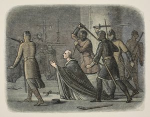 Mord an Thomas Becket, Canterbury Cathedral, 29. Dezember 1170, aus A Chronicle of England BC 55 to AD 1485, veröffentlicht in London von James William Edmund Doyle