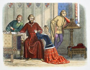 Königin Anne setzt sich bei Gloucester und Arundel für Sir Simon de Burley ein, 1388, 1864 von James William Edmund Doyle
