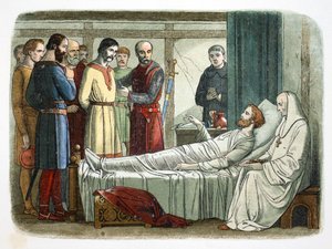 Richard I. von England begnadigt den Bogenschützen, der ihn erschoss, 1199 1864