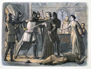 Die Verhaftung von Sir Roger Mortimer, Nottingham Castle, 1330, 1864 von James William Edmund Doyle