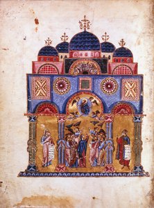 Illustration aus Homilien über die Jungfrau, byzantinisches Manuskript von James of Kokkinobaphos