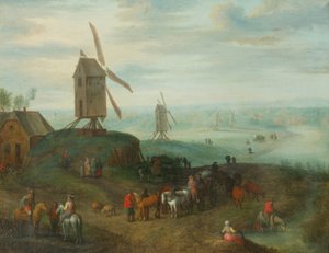 Landschaft mit Windmühlen