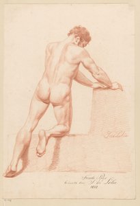 Kniender männlicher Akt, von hinten gesehen (2. Preis 1812) von Jan Adriaan Antonie de Lelie