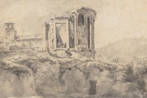 Ansicht des Tempels der Vesta in Tivoli von Jan Asselijn (possibly)