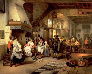 Interieur einer Taverne mit einem blinden Geiger, 1844