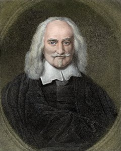 Porträt von Thomas Hobbes (1588-1679) englischer Philosoph. Farbgravur aus dem 19. Jahrhundert von Jan Baptist (after) Jaspers