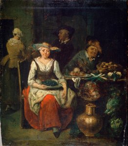 Bei einem Gemüsehändler, um 1700-1730. Flämische Malerei
