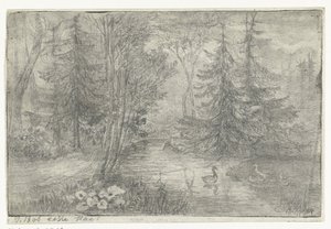 Waldteich mit Enten von Jan Bos Wz. (signed by artist)