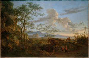 Südliche Landschaft mit Hirten und Schafherde