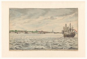 Die Stadt Colombo auf Ceylon, vom Norden aus gesehen im Jahr 1785, mit ihrer abgerissenen Kirche und ihrem Turm, die wieder aufgebaut wurden