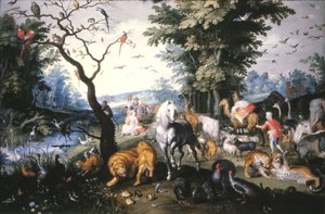 Die Tiere betreten die Arche Noah