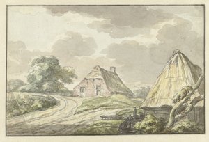 Bauernhaus an der Gabelung eines Feldwegs