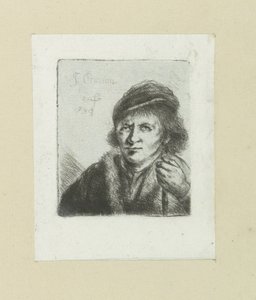 Erwachsener Mann mit Hut und Stock (The Compleat Work of Etchings by John Chalon) von Jan Chalon