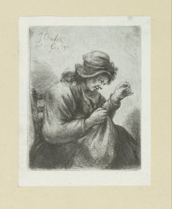 Frau mit Nadel und Faden (Das vollständige Werk der Radierungen von John Chalon)