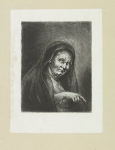 Weisende alte Frau
