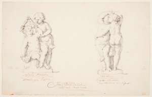 Zeichnung, Entwürfe für eine Statuengruppe: "Freundschaft", "Eintracht", 1726