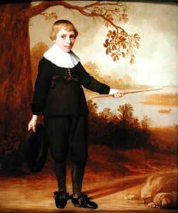 Porträt eines siebenjährigen Jungen in einer Flusslandschaft, 1640