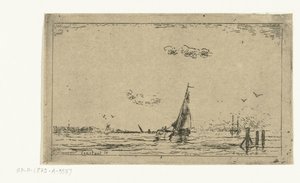 Flusslandschaft mit Segelschiff von Jan Daniël Cornelis Carel Willem baron de Constant Rebecque