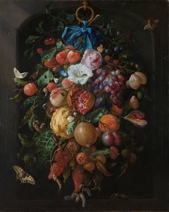 Girlande aus Früchten und Blumen