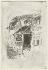 Fassade eines Hauses mit überdachtem Aufgang