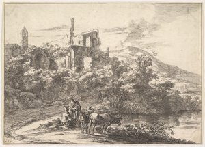 Die zwei Kühe am Wasser von Jan Dirksz Both