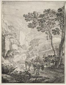 Die zwei Maultiere. Rocca Aquatico bei Ancona von Jan Dirksz Both
