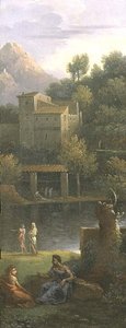 Figuren in einer klassischen Landschaft von Jan Frans van Bloemen