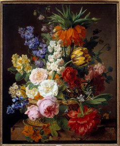 Blumen in einem Korb. Gemälde von Jan Frans Van Dael (1764-1840)