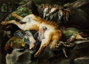 Erlegter Hase und Wildvögel