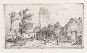 Dorfansicht mit Kirchturm von Jan Gerard Smits