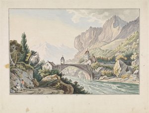 Ansicht der Brücke bei Saint Maurice in der Schweiz