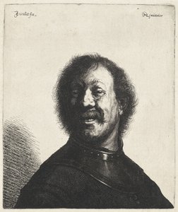Lachender Mann mit Halskrause