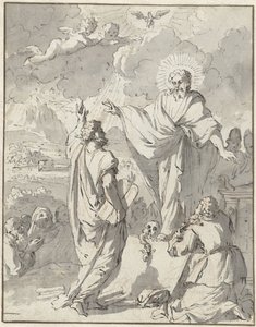 Moses empfängt von Gott die Gesetzestafeln