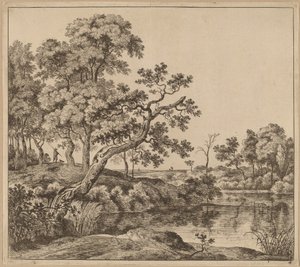 Landschaft mit einem sich biegenden Baum