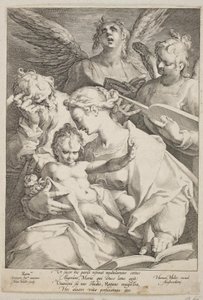Die Heilige Familie von Engeln begleitet von Jan Harmensz. Muller