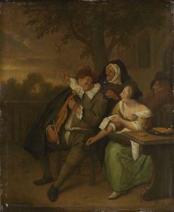 Mann mit Geige in schlechter Gesellschaft von Jan Havicksz. Steen