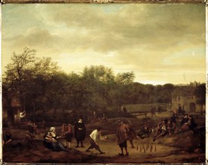 Bauern spielen Ball in Holland von Jan Havicksz. Steen